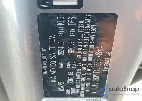 2025 Kia K4 Lx z USA, uszkodzony, nr VIN 3KPFT4DE5SE148864